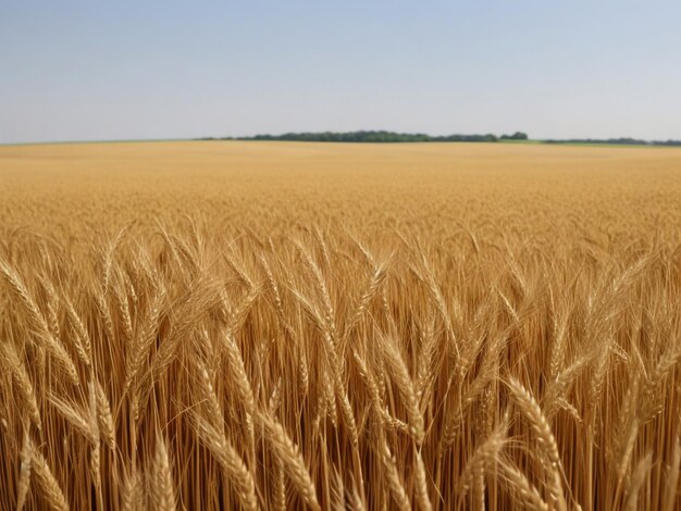 Golden yellow wheat field and summer sky background vector illustration