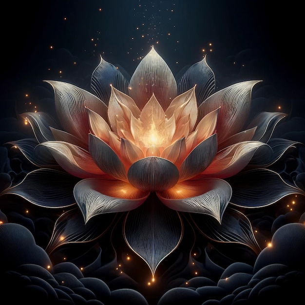 GoldenEdged Lotus Flower with Inner Flame