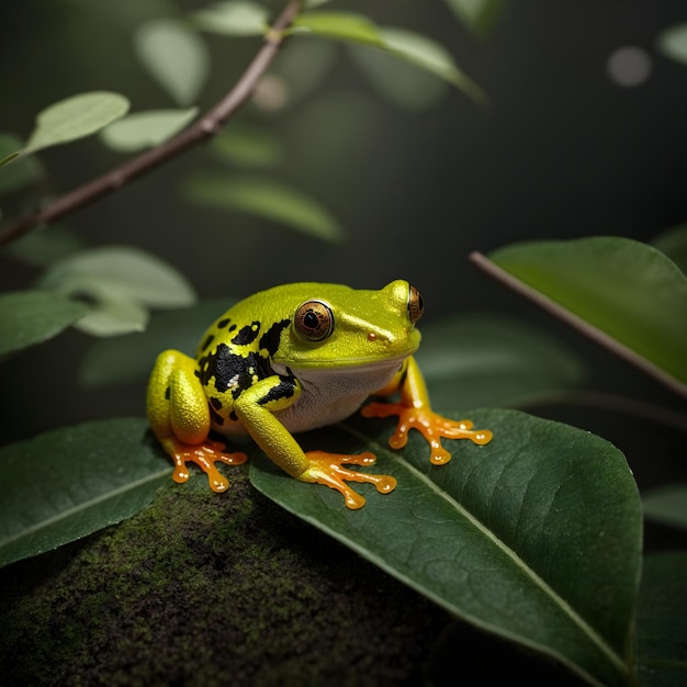 GoldenEyed Leaf Frog in Natural Habitat