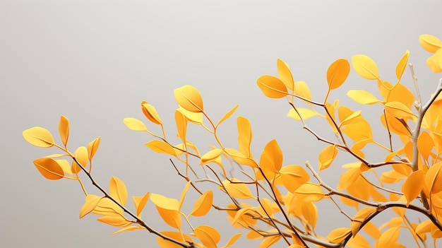 GoldenHued Tree Leaves Cutout 3D Render