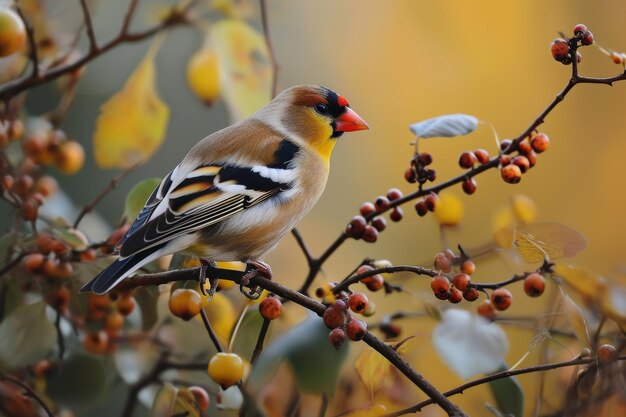 Goldfinch perched on a branch european goldfinch carduelis carduelis standing