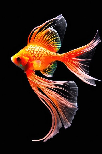 Goldfish on a black background