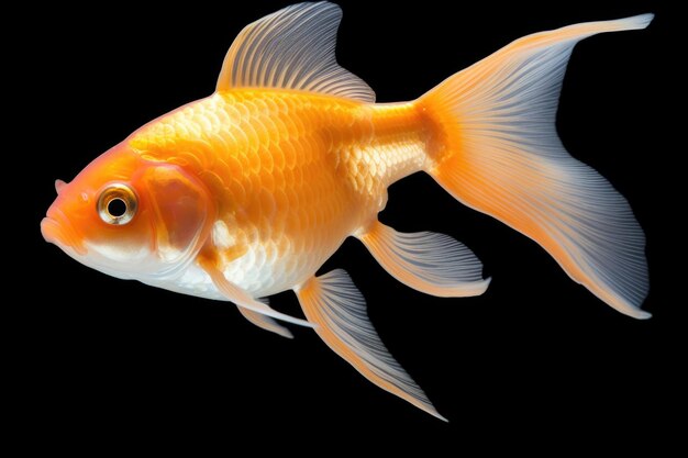 Goldfish on black background