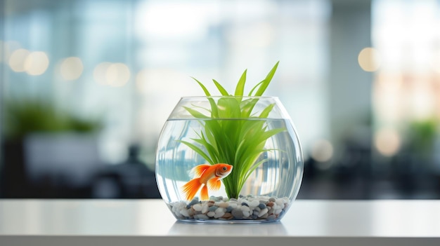 a goldfish in a fish bowl