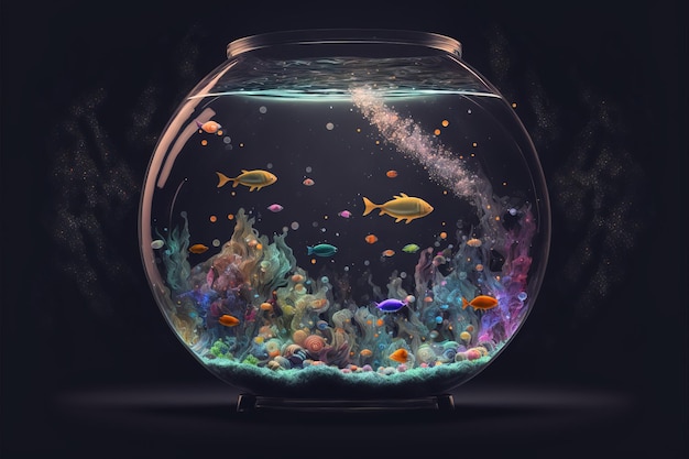 Goldfish fishbowl AI Generative illustration