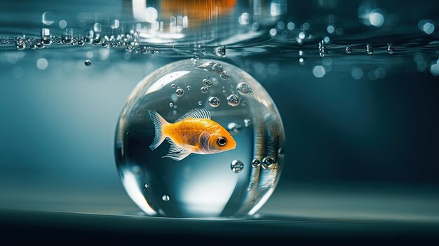 A goldfish in a glass ball