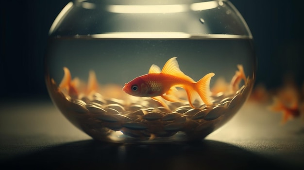 Goldfish in a glass bowl Generative Ai