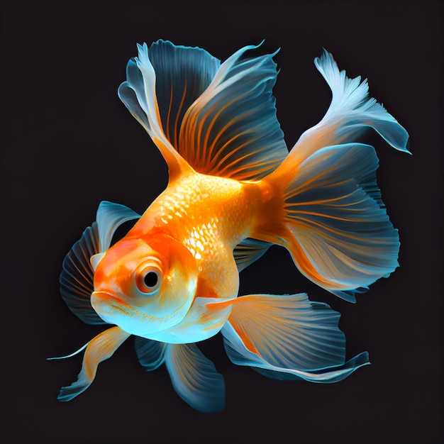 Goldfish isolated on a dark background