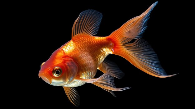 Goldfish isolated on a dark black backgroundGenerative AI