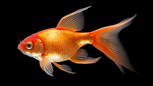 Goldfish isolation on a white background with rule of thirds