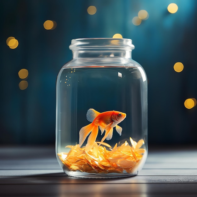 a goldfish in a jar