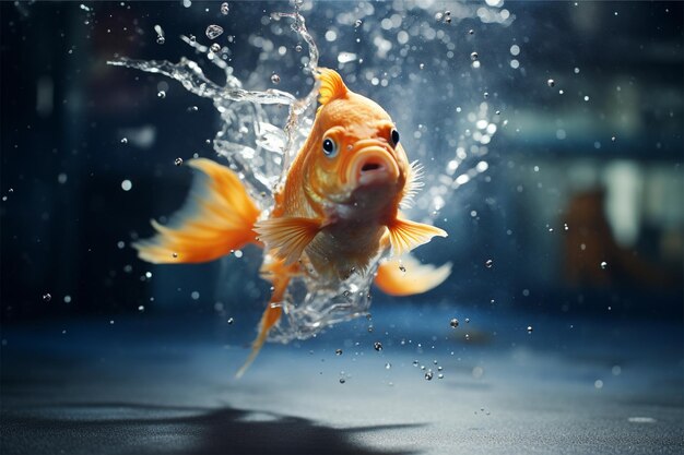 goldfish leaps from