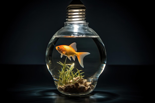 a goldfish in a light bulb