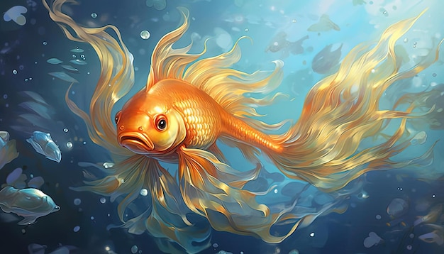 goldfish in an ocean background