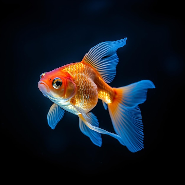 황금 물고기 사진 오렌지 끔하고 반이는 담수 수족관 활기찬 오렌지 생성 AI