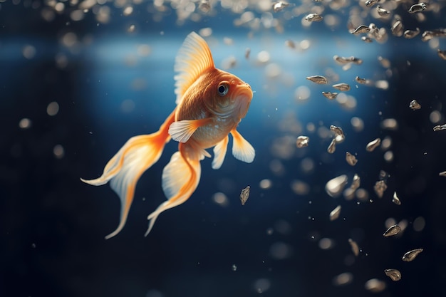 Photo goldfish swimming in aquarium 3d illustration