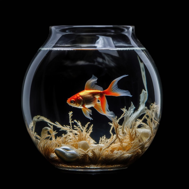 Foto pesce rosso che nuota nel suo acquario
