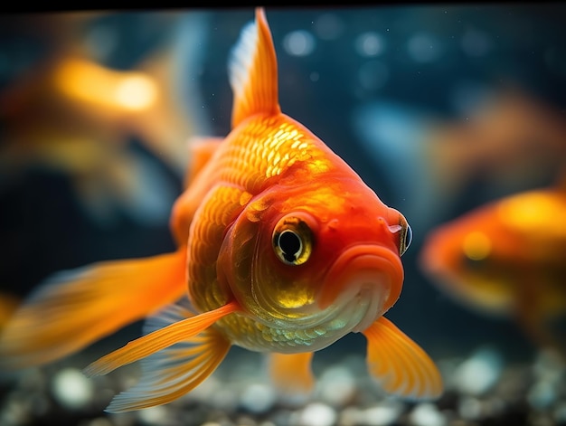 Goldfish swimming through its aquarium