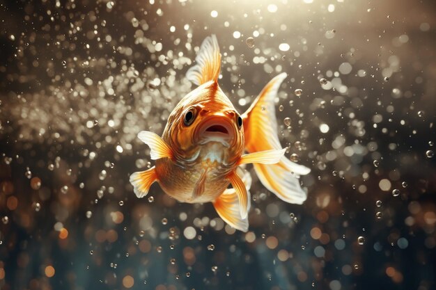 写真 水中を泳ぐ金魚