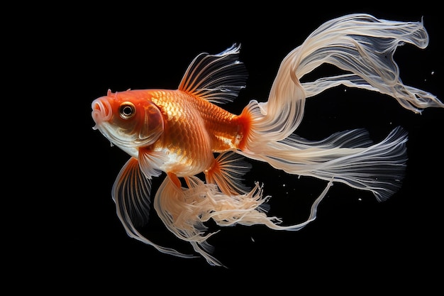 Goldfish swimming under the water