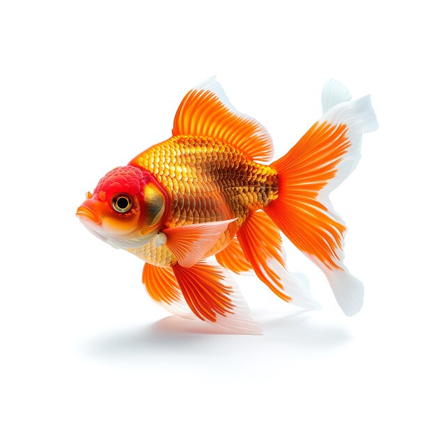 白い背景で泳ぐ金魚 生成型人工知能