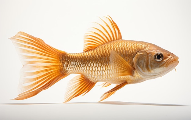 Goldfish Swimming on a White Background