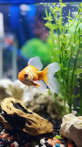 goldfish in a tank with a fish in it