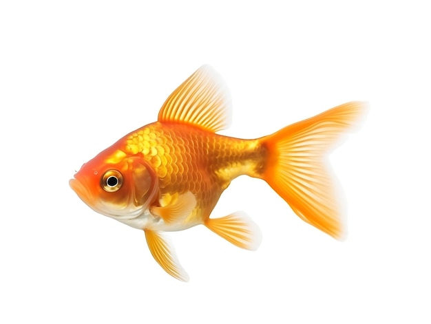 Золотая рыбка на белом фоне Ai Generative