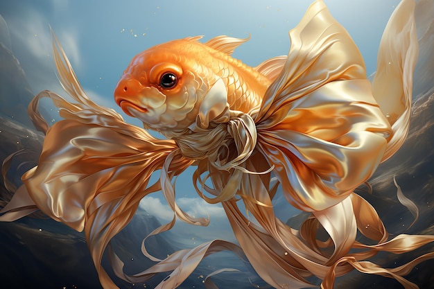 Goldfish with RibbonLike Fins Illustration