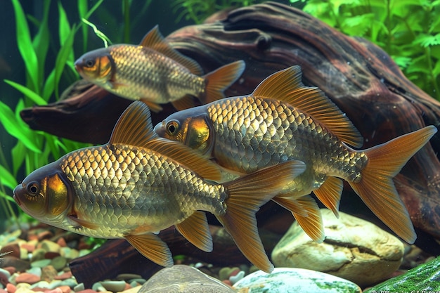 Goldfish with a unique pattern resembling scales of gold