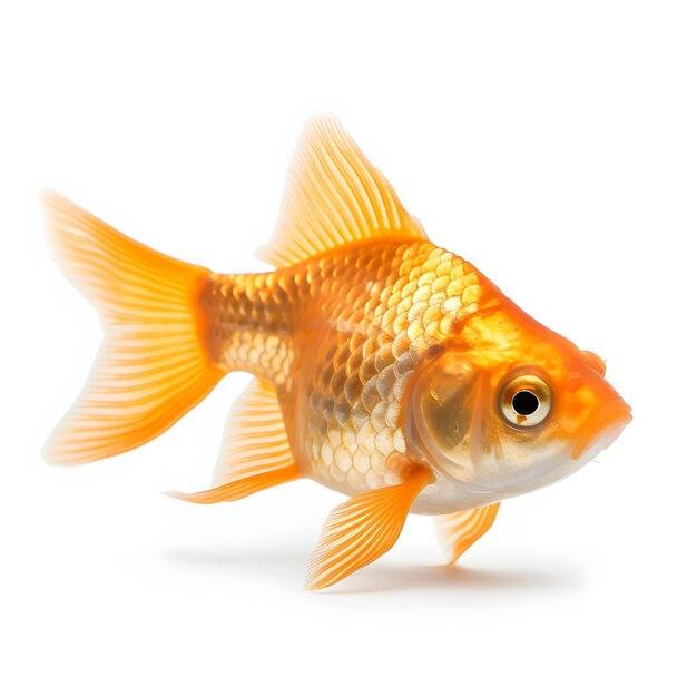 A goldfish with a white background