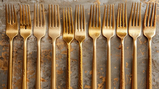 Photo goldplated cocktail forks a poster wallpaper