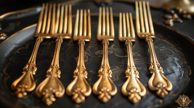 Photo goldplated dessert forks a visual wallpaper