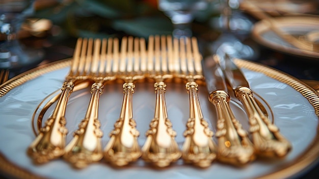 Photo goldplated fruit forks image wallpaper