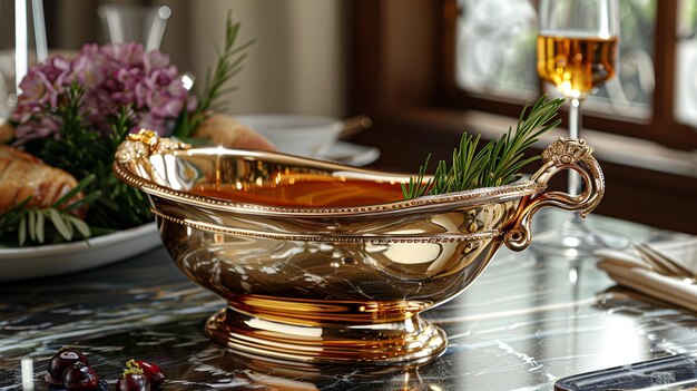 Photo goldplated gravy boat a poster featuring wallpaper