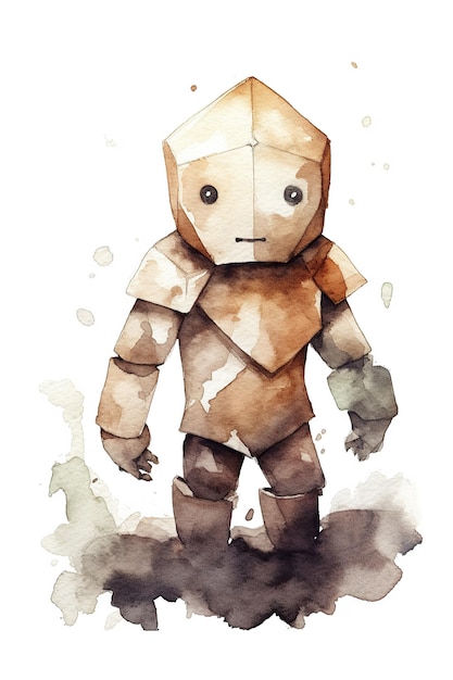 Golem aquarel clipart schattig geïsoleerd op een witte achtergrond met generatieve AI-technologie