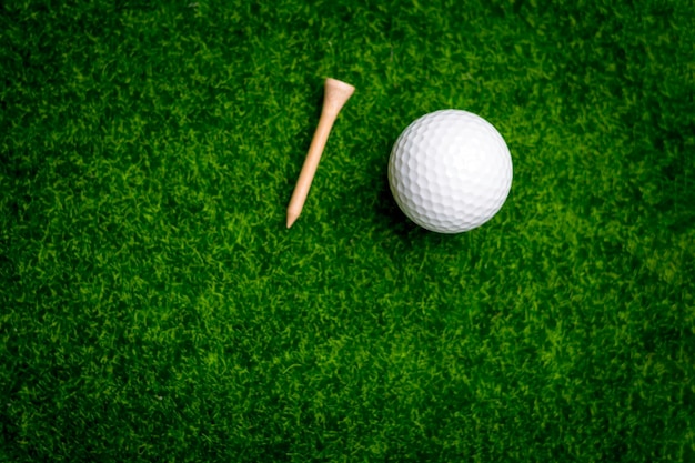 Golf ball close up on tee grass on blurred beautiful landscape of golf background Concept international sport that rely on precision skills for health relaxationx9