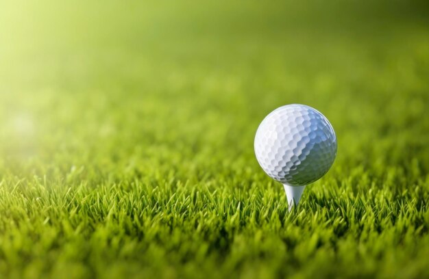 Golf ball on green background with copy space AI Generative