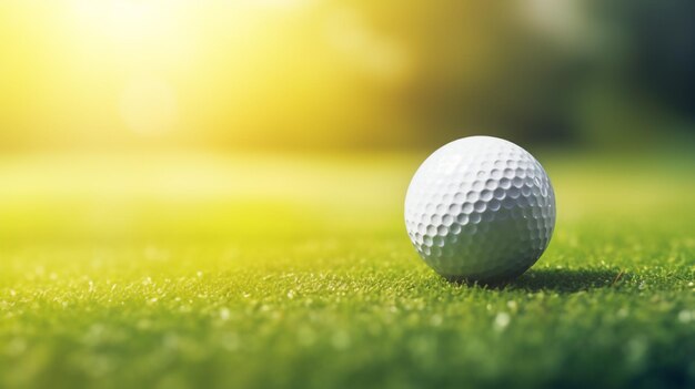 Мяч для гольфа на зеленом размытом фоне