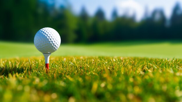 Golf ball on green on blurred background