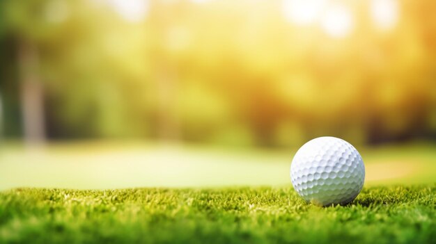 Мяч для гольфа на зеленом на размытом фоне