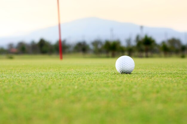 Golf ball on green course