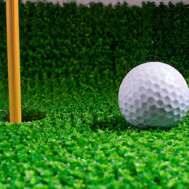 Golf ball on green grass_ai_generated