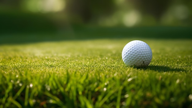 Golf ball on the green natural grass