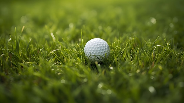 Golf ball on the green natural grass