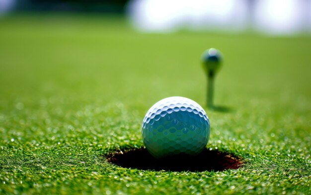 Golf Ball in Hole on Grass