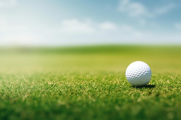 golf ball on lawn with copy space