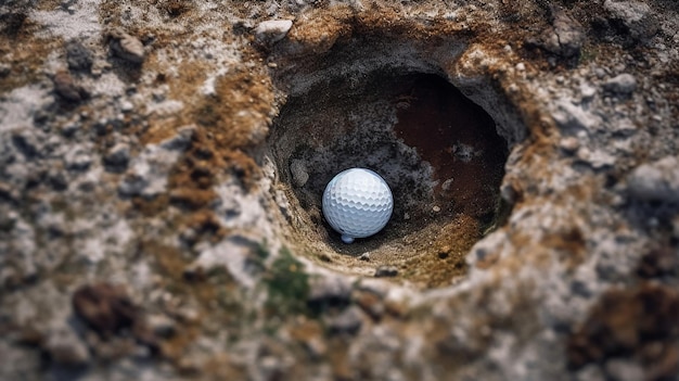 Golf ball near hole Generative AI