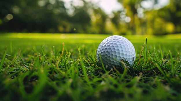 golf ball nestled in green grass Focus on precision