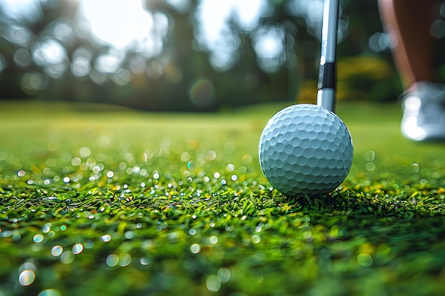 Golf Ball Resting on Green of Golf Course